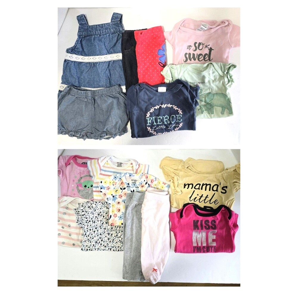 Baby Girl Clothes Mixed Lot 0–3 Months & 3–6M, 16 Pc Outfits & One Pieces